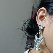 Buy Jewar Mandi White Silver Plated Jhumka Earrings for Women Online at ...
