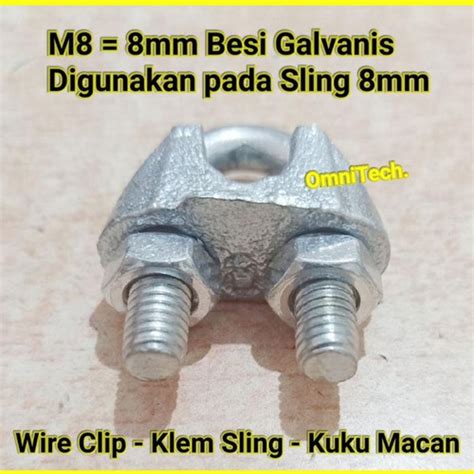 Jual Klem Sling Seling Kuku Macan Wire Clip M8 Besi Galvanis 8 mm 5/16 ...