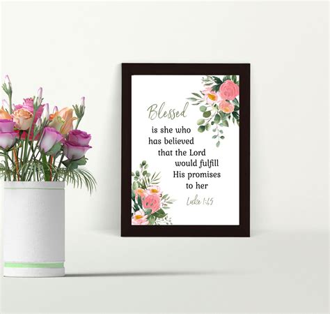 Bible Verse Scripture Wall Art blessed is She Bible Art Printable Wall ...