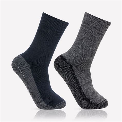 Woolen Gripper (Anti-Skid) Indoor Socks for Men (Color:- Anthra & Navy ...