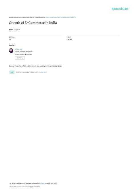 Growth of E Commerce in India - See discussions, stats, and author ...