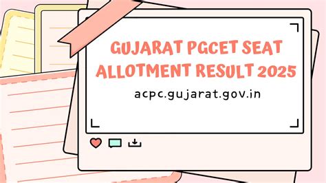 Gujarat PGCET Seat Allotment Result 2025 released at acpc.gujarat.gov ...