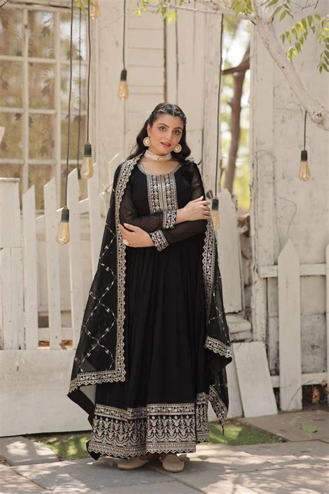 Fabulous Black Color Embroidered Work Gown – Vastra Shop