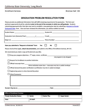 Fillable Online csulb Graduation Problem Resolution Form - California ...