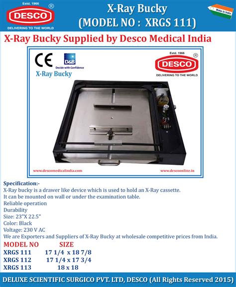 X-Ray Bucky | Manufacturer, Exporter and Suppliers | Desco