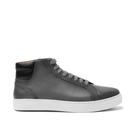 Height Increasing Black Dark Silver Leather Angus Sneaker Boots ...