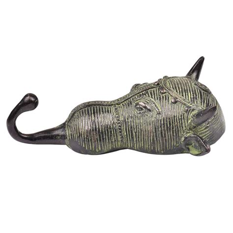 Handmade Brass Tribal Bull Face Wall Hook With Green Finish