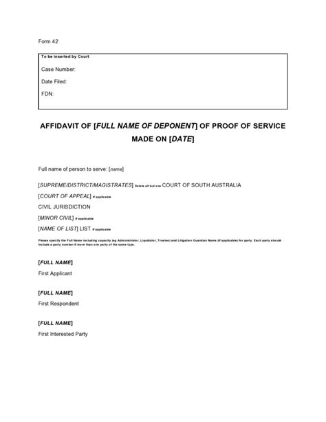 Image result for Blank of Service of Process Form