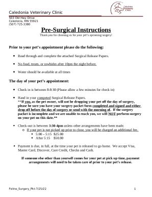 Pre-Surgical Doc Template | pdfFiller
