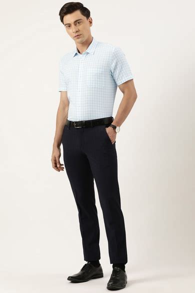 Buy Men Blue Slim Fit Formal Half Sleeves Formal Shirt Online - 889177 ...