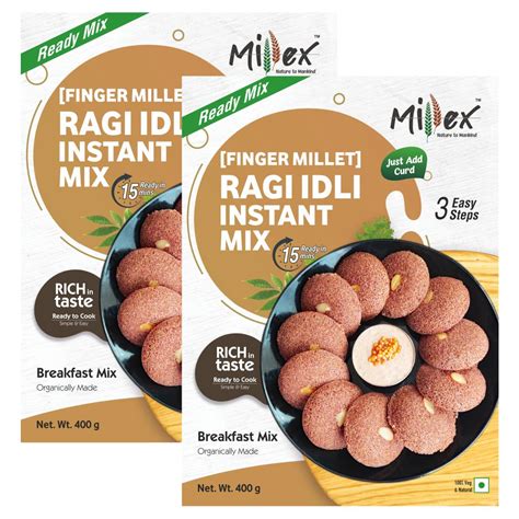 Millex Ragi Idli Instant Mix each 400g (Pack of 2) |Finger Millet Idli ...