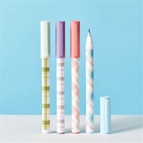 Jumbo Gel Ink Pen Plaid 4pc/set - Kaco – KACO