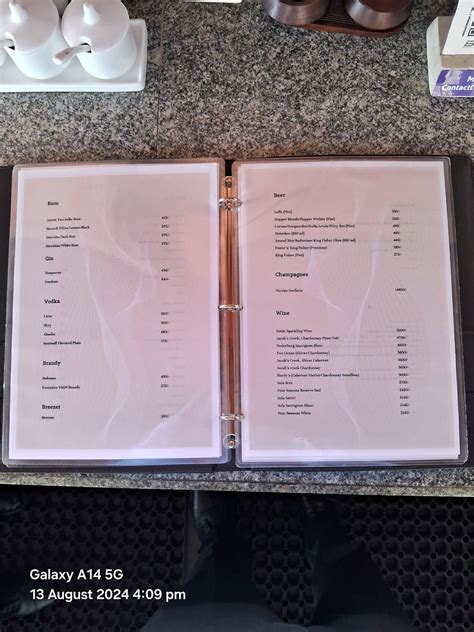 Menu at KAI Lounge, Port Blair