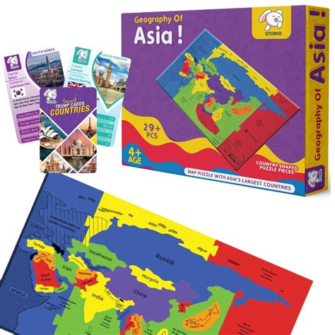 Buy Storio EVA Foam Asia Map Puzzles for Kids with Trump Fact Cards for ...