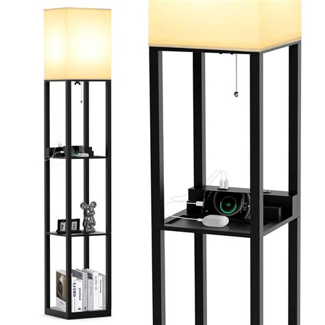 Floor Lamp with Shelves, Shelf USB Floor Lamp, 3 Color Temperatures ...