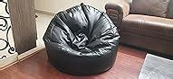 VSK Faux Leather Bean Bag XXXL Sofa Mudda Cover Black (Without Beans ...