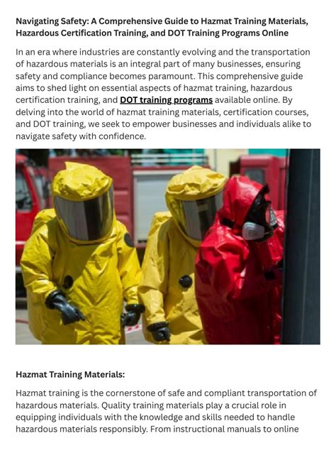 PPT - Navigating Safety A Comprehensive Guide to Hazmat Training ...