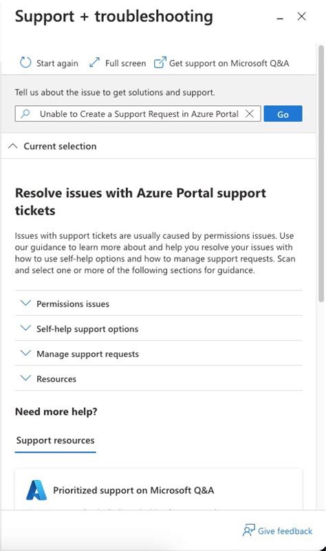 Unable to Create a Support Request in Azure Portal - Microsoft Q&A