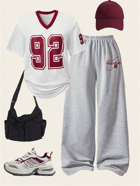 SHEIN 2pcs/Set Casual Chic Teenage Girls Numeric Pattern V-Neck Short ...