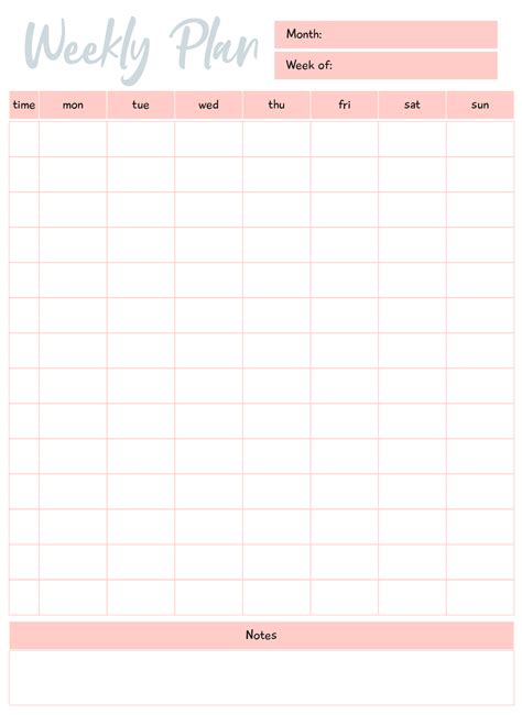 Weekly Planner By Hour Printable - Printable Word Searches