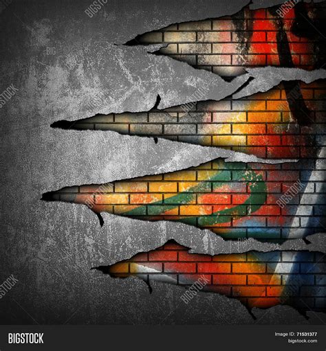 Broken Brick Wall Graffiti