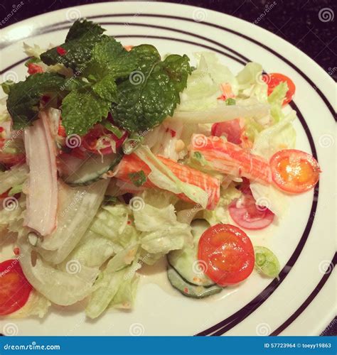 Imitation Crabmeat Spicy Salad Stock Photo - Image of crabmeat, asia ...