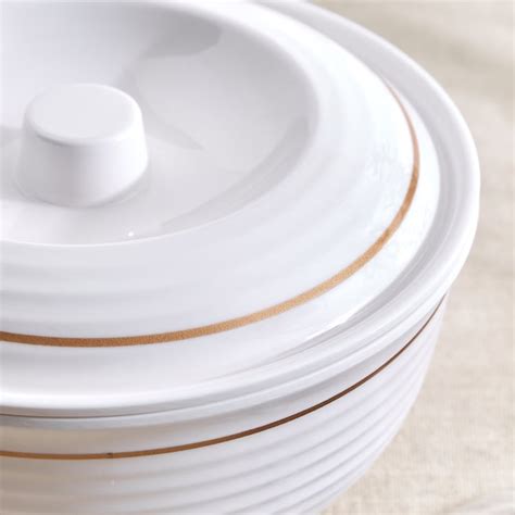 Buy Meadows Opulence Melamine Striped Serving Bowl with Lid - 1.5L from ...