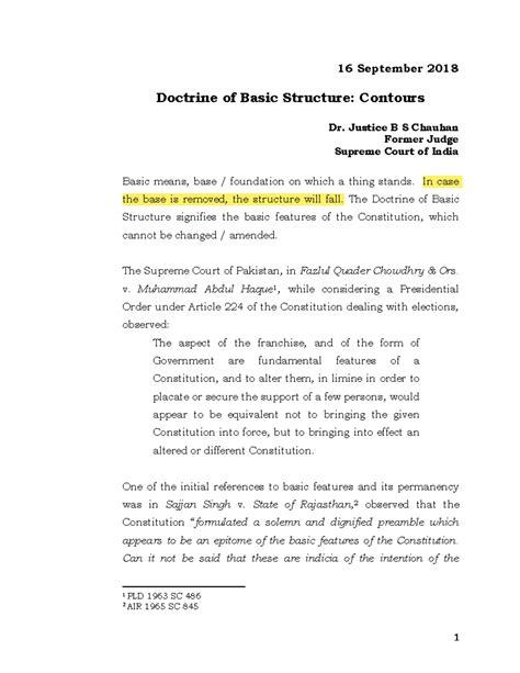 Doctrine of Basic Structure - 16 September 2018 Doctrine of Basic ...