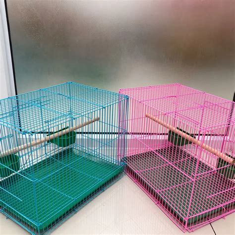 กรงนกทรงสีเหลี่ยม กรงเหล็ก กรงนกขนาดเล็ก ขนาดกลาง พร้อมถาดรอง ถ้วยใส่ ...