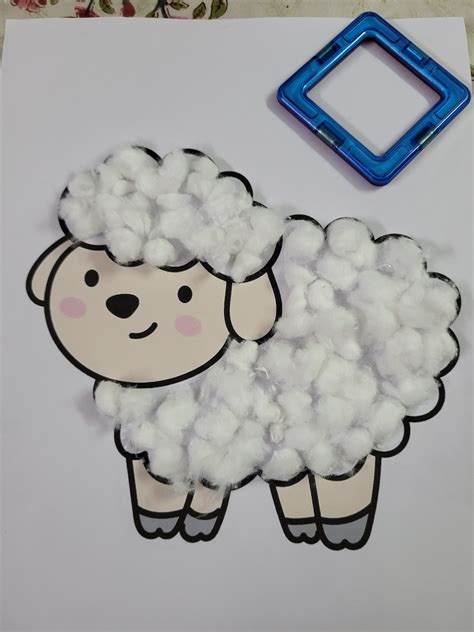 sheep made with cotton.. craft for kids | Toddler art projects, Sheep ...