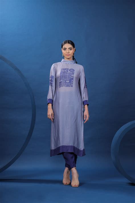 Nordic Purple Collared Tunic Set – coeurstyle