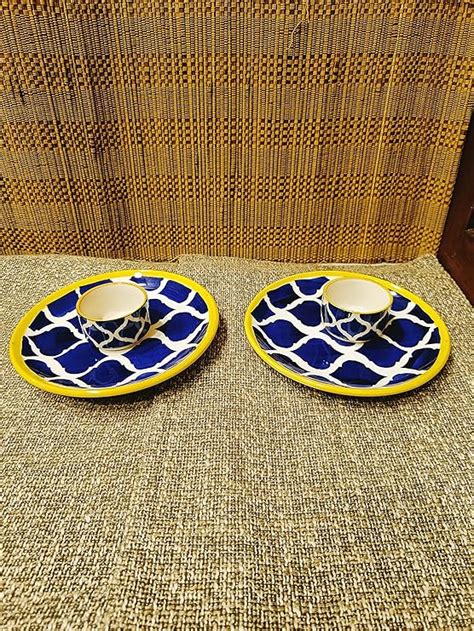 Caffeine Ceramic Handmade Blue Umrao Snack Combo Set of 4 – Caffeine ...