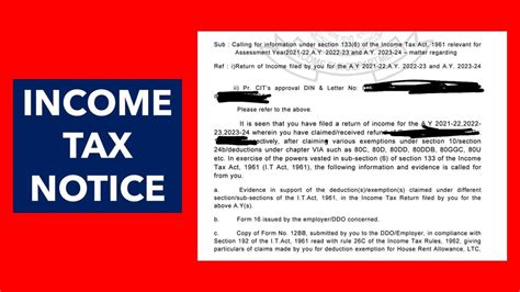 Income Tax Department sends notice to salaried Individuals asking proof ...