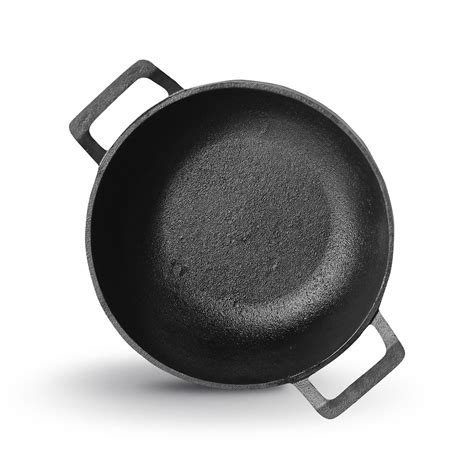 Buy Kichera Pre Seasoned Cast Iron Kadai with 2 Loop Handles 9 Inch ...