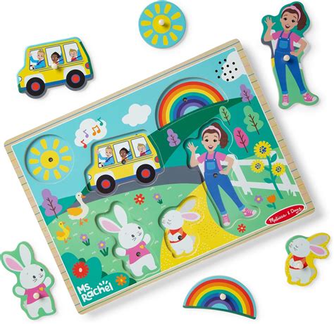 Melissa & Doug Ms. Rachel Wooden Song Peg Puzzle | Musical Toys for ...