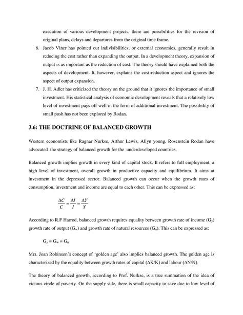 Balanced & Unbalanced Growth Theories - execution of various ...