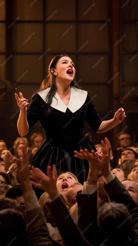 Female Opera Vocalist Performing in a Traditional Concert Hall Singing ...