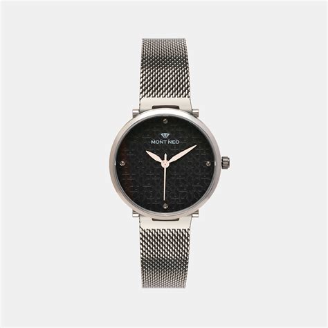 Mont Neo women's Analog Round Dial Quartz Gun Stainless Steel Watch ...