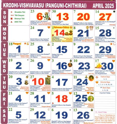 Tamil Calendar April month , 2025