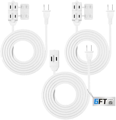 Clear Power DCIC-0215-DC 6ft, 9ft and 12ft Indoor Extension Cord, White ...