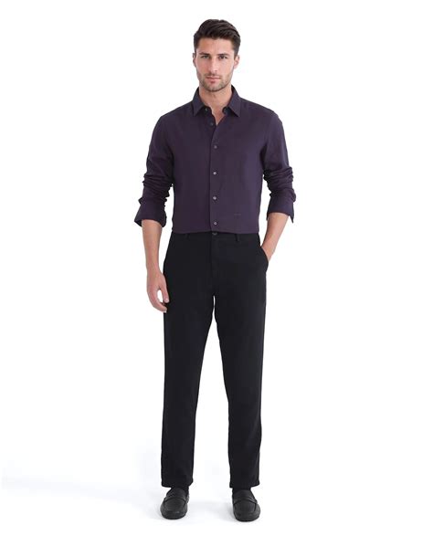 Rare Rabbit Men's Layerr Ls-25 Purple Cotton Plain Regular Fit Full Sl