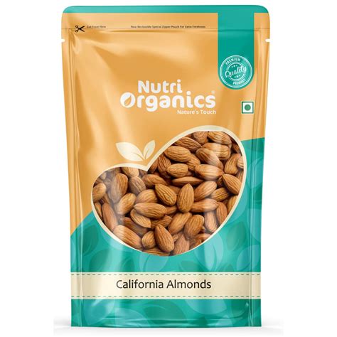 NutriOrganics 100% Natural Premium Raw California Almonds 200G Pack ...