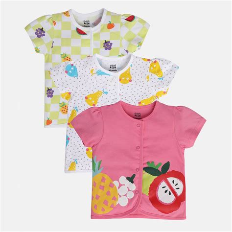 Girls Multicolor Pack Of 3 Front Open Vest – MiniKlub.in