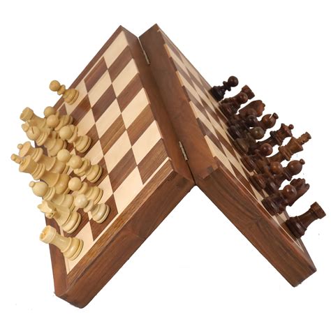 14" Large Rosewood & Maple Wooden Inlaid Magnetic Chess Board