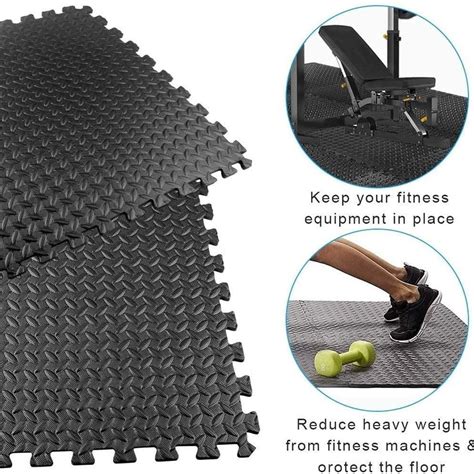 Black Gym Flooring Puzzle Mat Interlocking EVA Floor Tiles