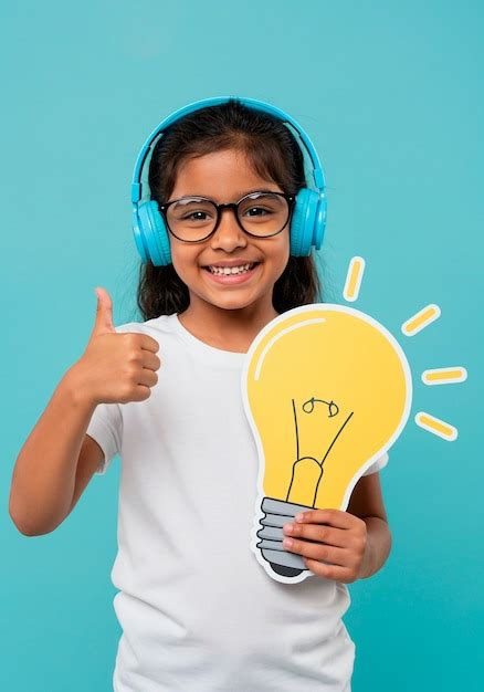 Girl with headphones and lightbulb | AI-generated image