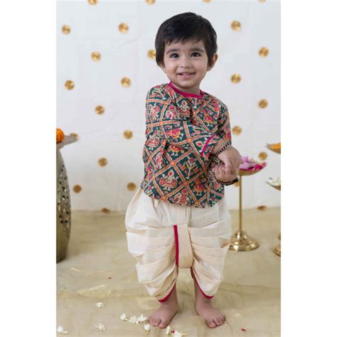 Tiber Taber Baby Boy Patola Print Cotton Dhoti Kurta Set - Green ...