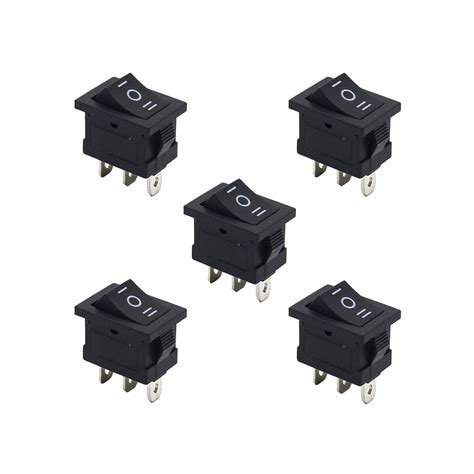 Electronic Spices Pack of 5 Spdt On/Off/On Mini Black 3 Pin Rocker ...
