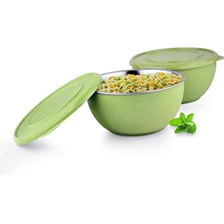 Buy LIEFDE Microwave Safe Stainless Steel Plastic Coated Serving Bowl ...