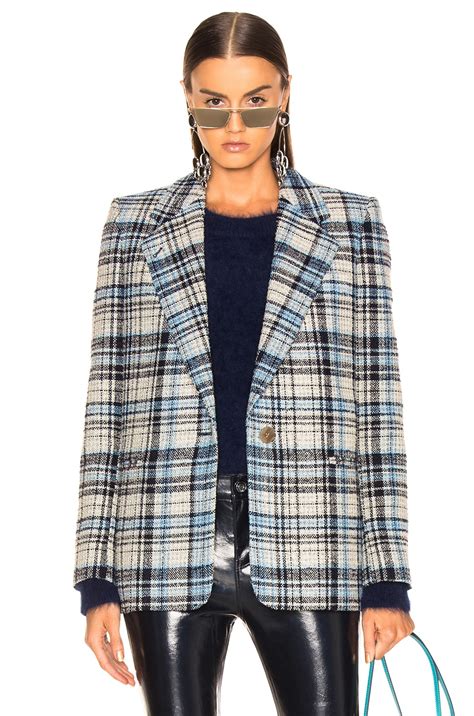 Acne Studios Plaid Suit Jacket in Navy & Blue | FWRD
